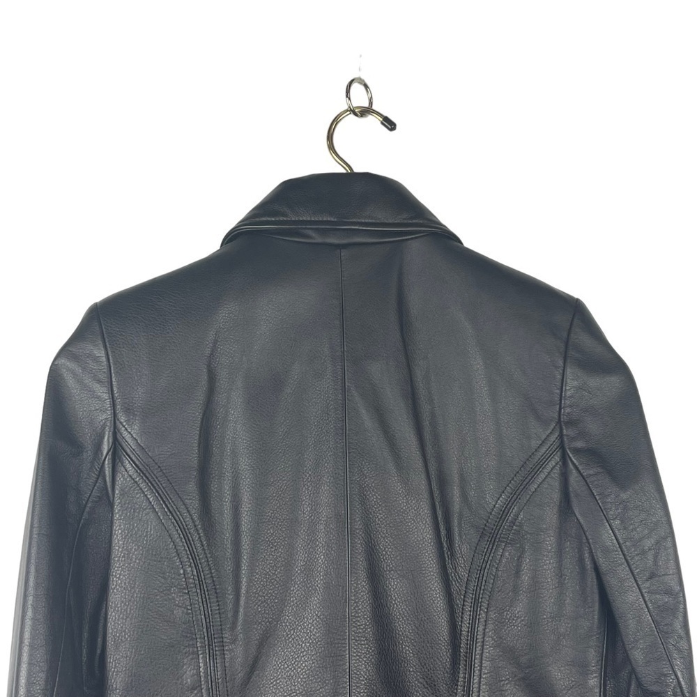 COLEBROOK & COMPANY 90S BLACK LEATHER XS PETITE ZIP UP JACKET - Picture 8 of 13